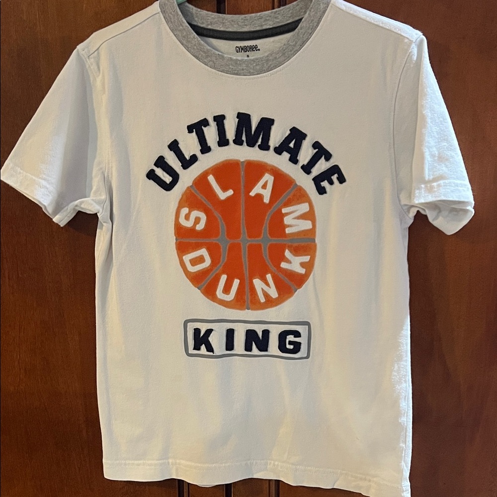 Gymboree White Tee with Orange Basketball Graphic